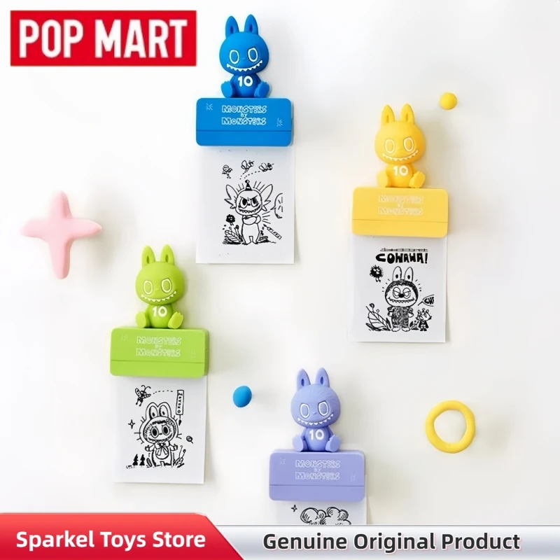 

POPMART The Monsters 10th Anniversary Labubu: Магнит на холодильник, коллекционная аниме-фигурка, декор для дома, игрушка, подарок для друзей (слепая коробка)
