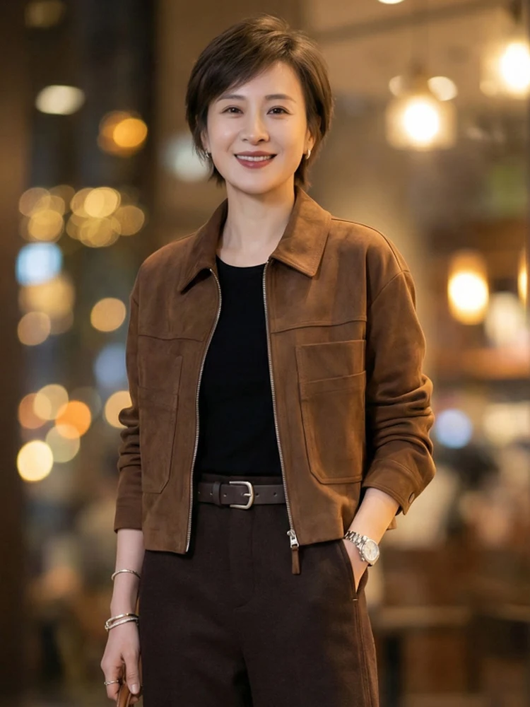 

Casual Sle Zipper Pure Color ort Coat oulder Drop Loose Fit Women's Faion Outerwear Spring 2026 New Arrival