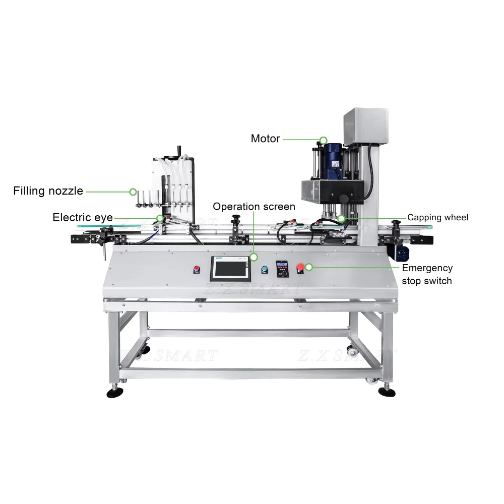 Automatic Table Top Perfume Small Bottle Filling Machine Cream Jar Liquid Filling Capping and Labeling Machine