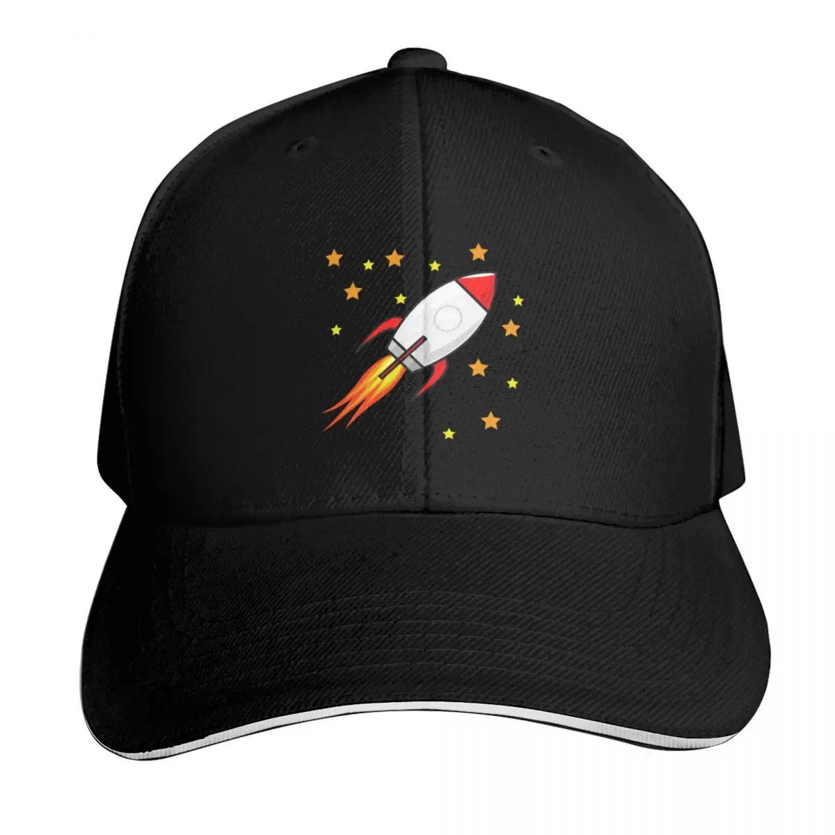 Cute Rocket Ship in Space Baseball Cap Adjustable Buckle Closure Moisture Wicking Quick Dry Curved Brim Classic Fit