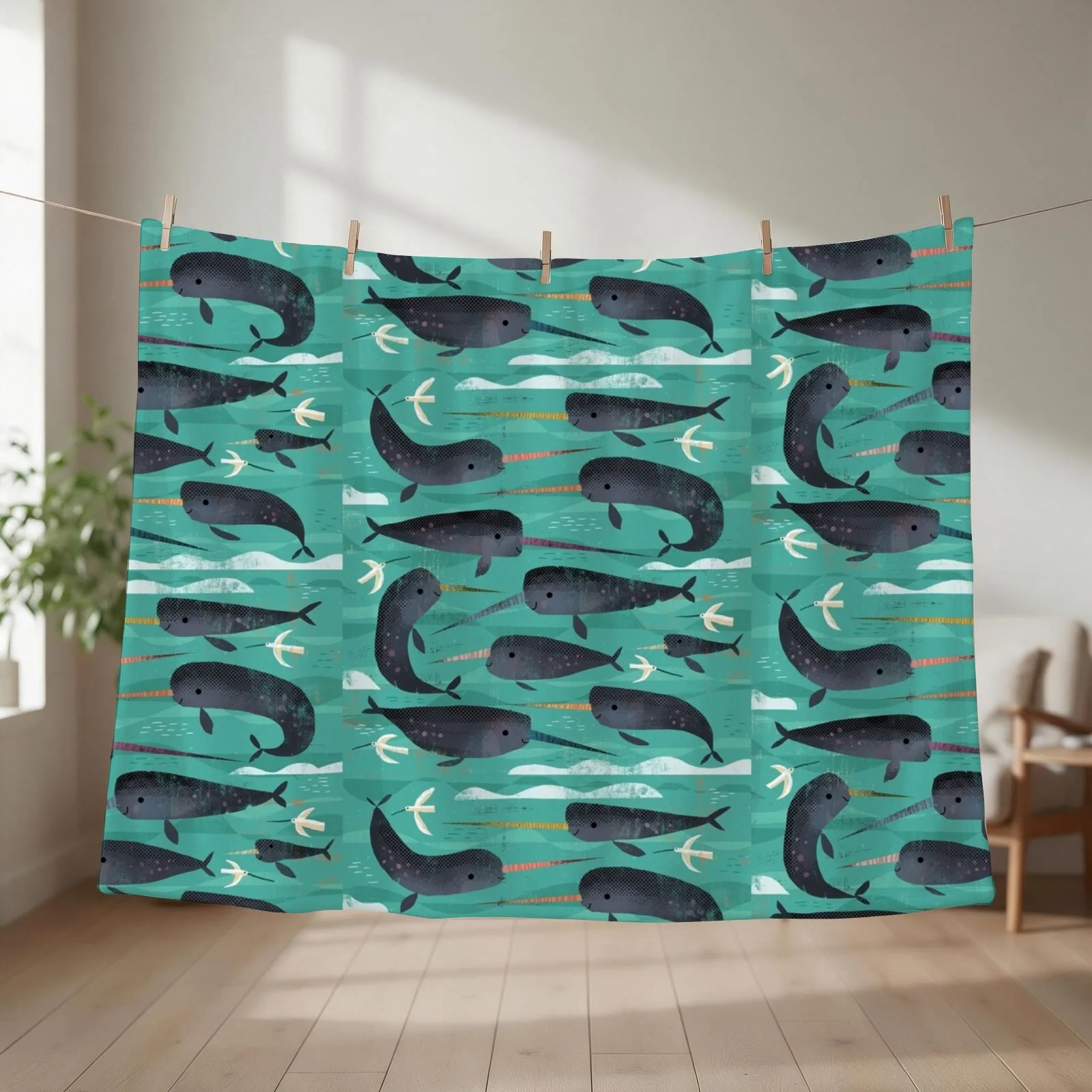 Narwhals and Narbirds Throw Blanket Loose Warm Blankets Sofas Of Decoration Baby Blankets
