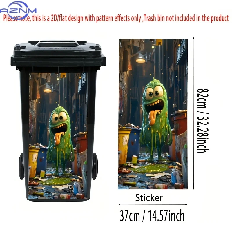 A Yellow Monster Trash Can Sticker, a Fun And Creative Decoration Suitable for Trash Cans, Walls, And Kitchen Decor view 3