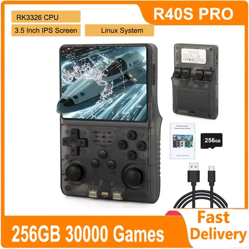 Imagen 1 del producto Consola de juegos portátil R40S Pro 30000 juegos, pantalla IPS de 3,5 pulgadas, reproductor de vídeo portátil de bolsillo, juegos de 256GB, regalo para niños