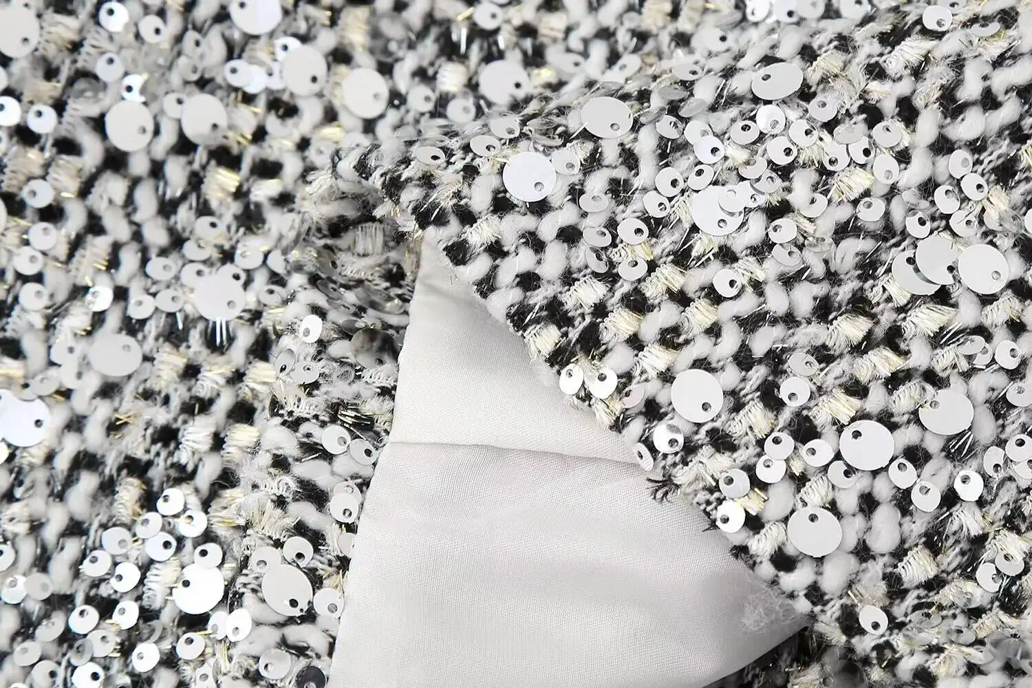 سترة نسائية Y2K الطيار للخريف والشتاء برقبة دائرية بلون سادة سترة تويد مستقيمة ترتر وأكمام طويلة ملابس خارجية عصرية