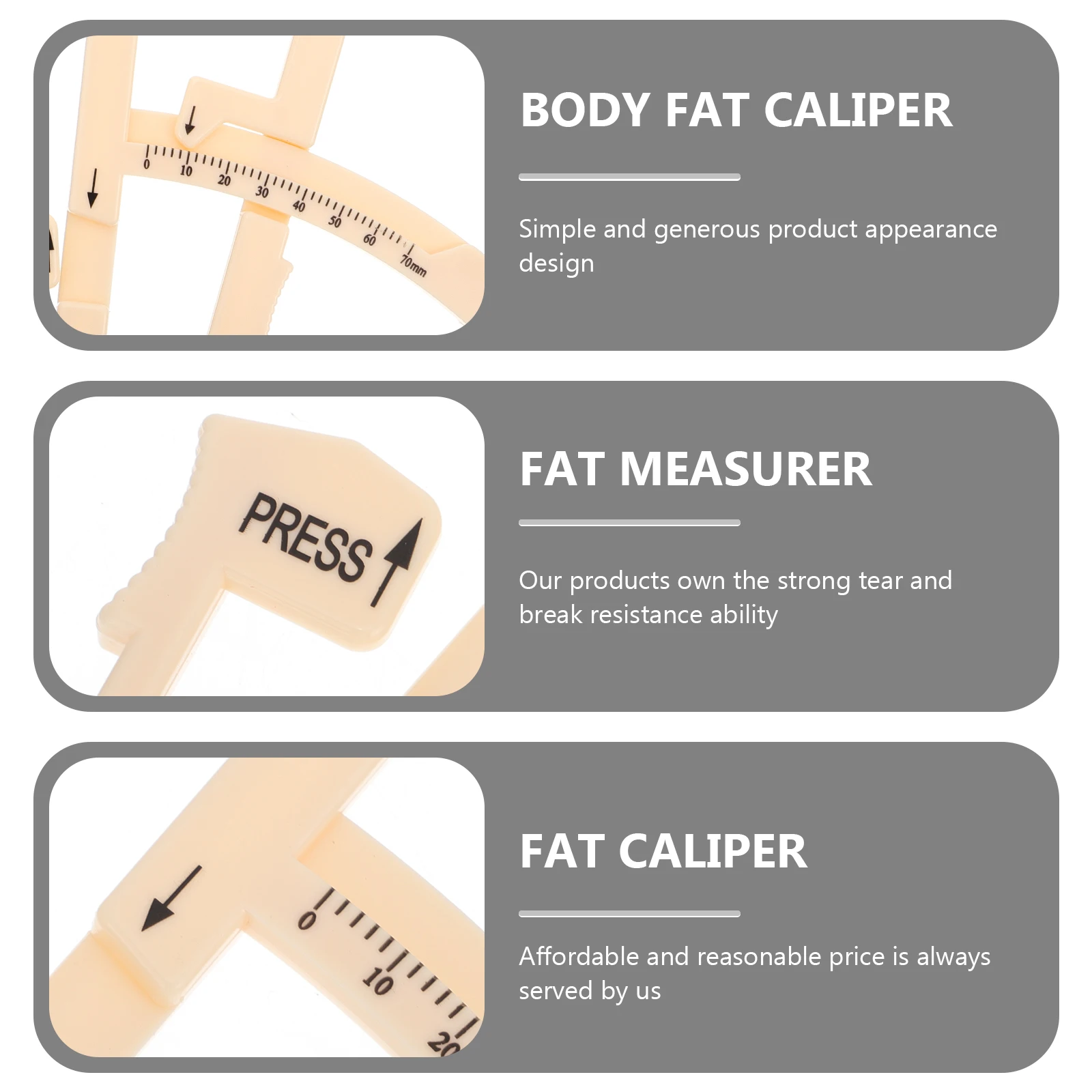 

2pcs Body Caliper Skinfold Measurement Device For Men Women Small Portable Fat Ruler Tester With Charts Interpretation Guide