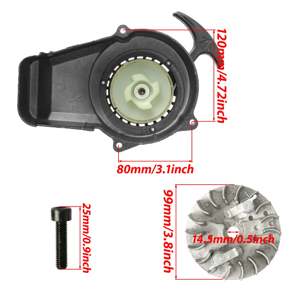 Pull Start Recoil Starter with Flywheel Ignition Coil Set for 2 Stroke Engine 47cc 49cc 50cc SYX Taotao Coolster SSR Chinese ATV view 3