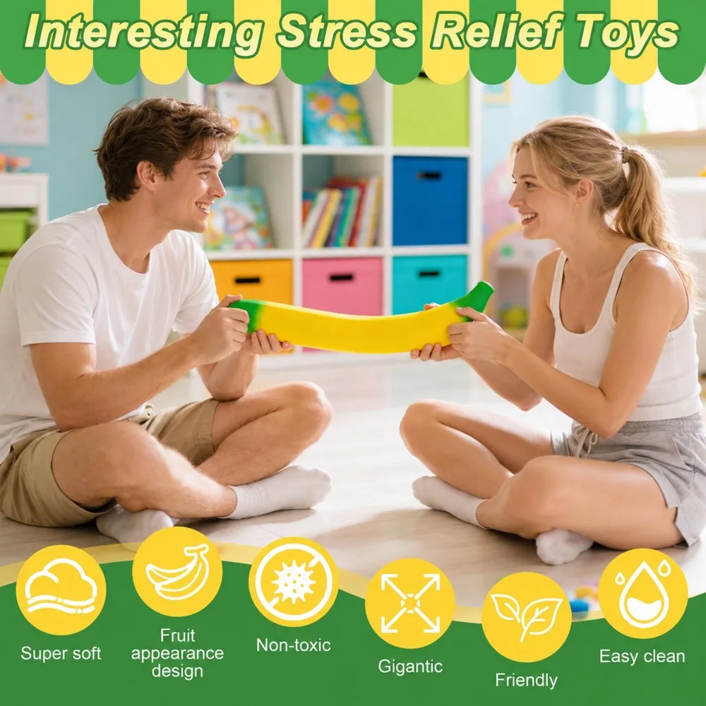 18/41cm Jumbo Squishy Banane Riesiger Quetsch-Stressball Langsam Rückfedernder Stressabbauender Geschenkartikel Heim- und Schreibtischdekoration zur Angstlinderung – Detail 1