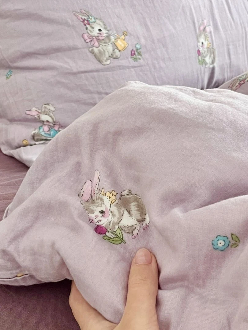 

Комплект постельного белья Nicetoon Rabbit из хлопка, двухслойный, с эффектом кислородной термоизоляции, малый размер, четыре предмета, сохранение тепла, активная печать, хлопок