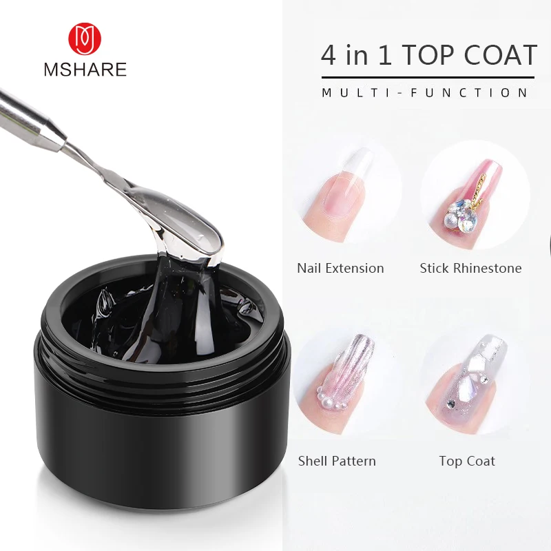 MSHARE Top coat 3D UV LED para uñas, sin limpieza, sin capa pegajosa, gota de agua, 50ml 3