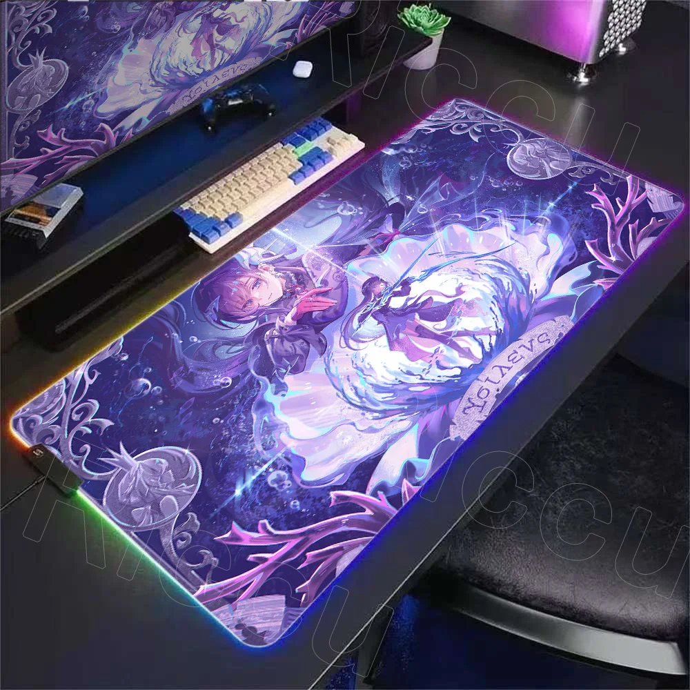 

RGB Mouse Pad Honkai Star Rail Cerydra Hysilens Large Computer Office Game Desk Mats XXL Rubber Non-slip Gamer Keyboard Mousepad