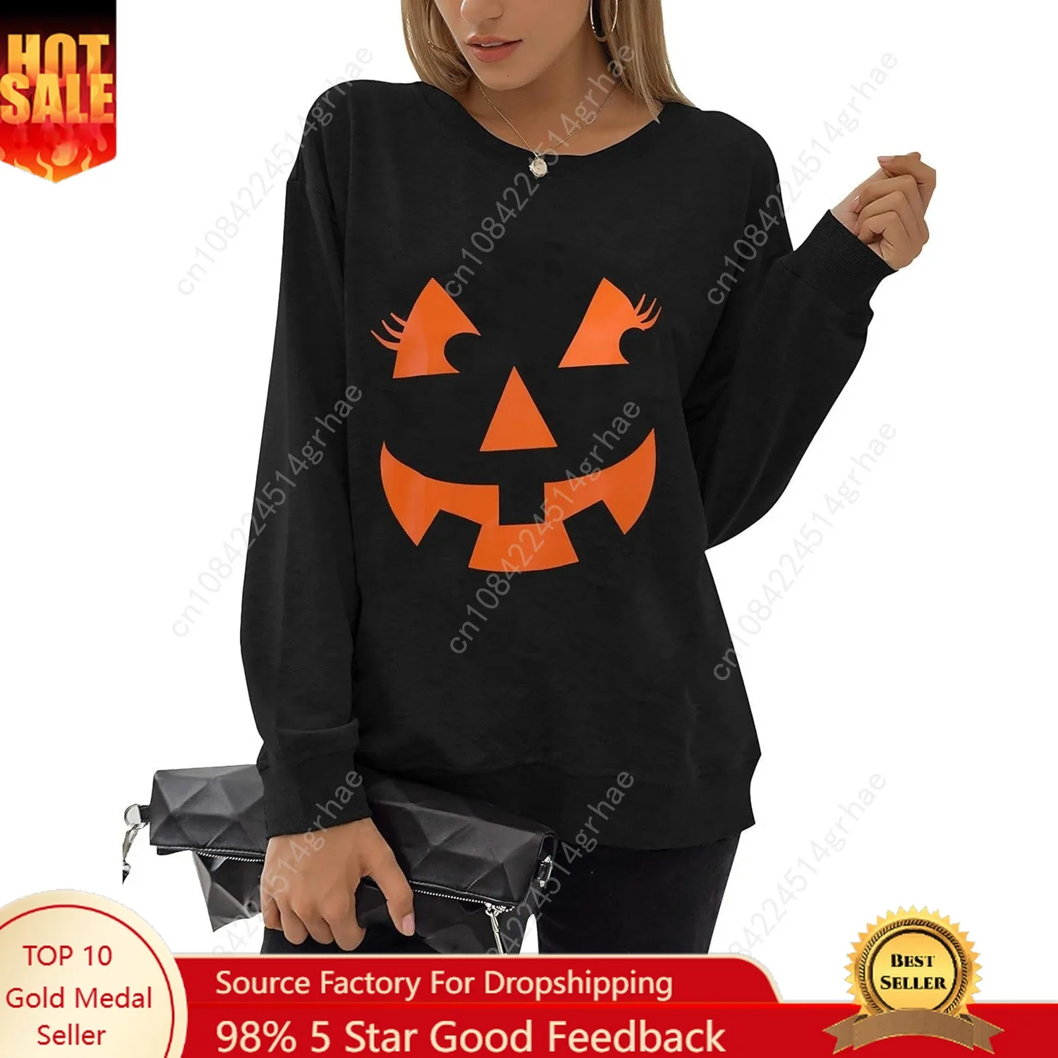 

Women Halloween Sweatshirts Pumpkin Face Dancing Skeleton Shirt Long Sleeve Sweater Funny Graphic Pullover