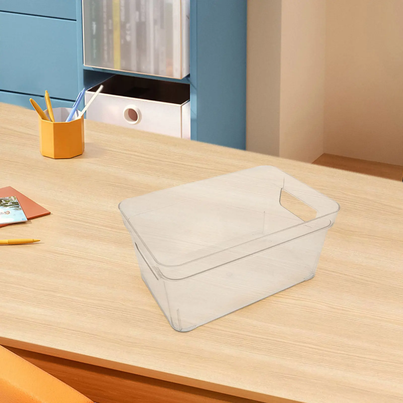 

Clear Pet Transparent Storage Box Large Capacity Desk Organizer for Stationery Craft Office Supplies Toiletries Skincare