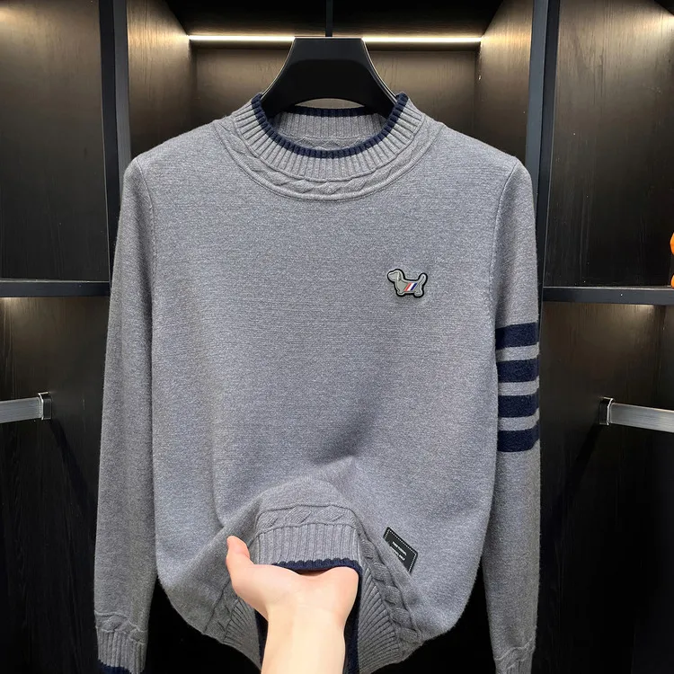 

Новый мужской шерстяной свитер класса люкс 2025 года: повседневный, с высоким воротником, теплый, вязаный, для осени и зимы, для улицы и работы