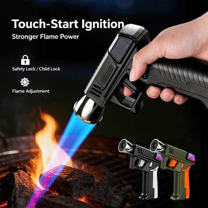 2027 Colorful Outdoor Large Flame Spray Gun Lighter High Temperature Arc Booster Cool Cigar Lighter for Outdoor Use
