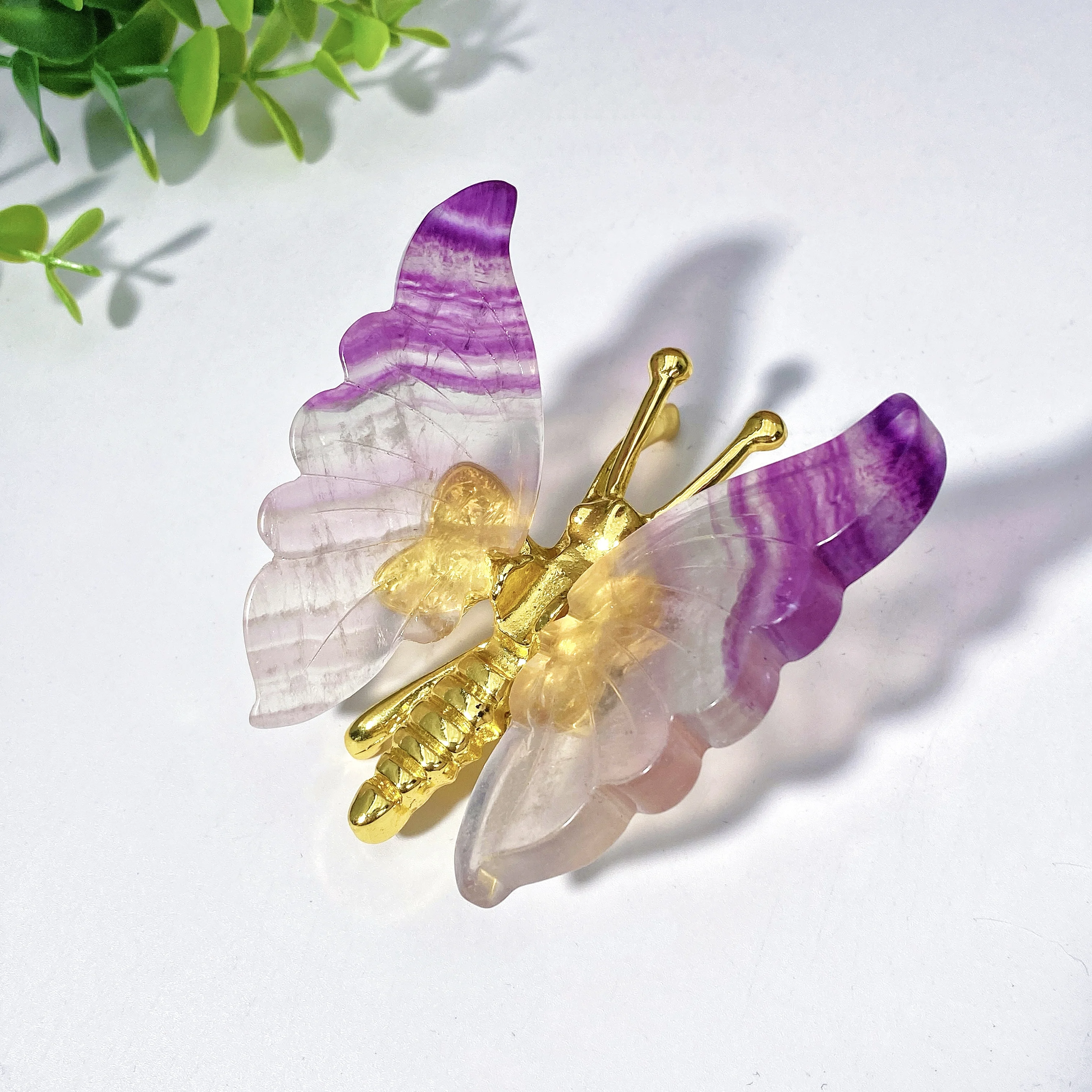 Random 1PC High Quality Fluorite Butterfly Natural Crystal Carving,Glitter,Birthday Gift,Women Gift,Kid Gift,Crystal Ornaments