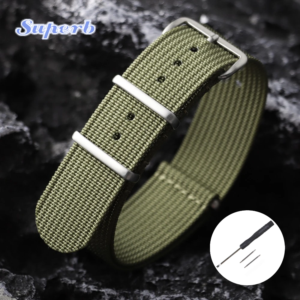 Neues geripptes Nylon-Uhrenarmband, Nylon-Uhrenarmband, 18 mm, 19 mm, 20 mm, 22 mm, Uhrenarmband-Zubehör für Militäruhrenarmbänder