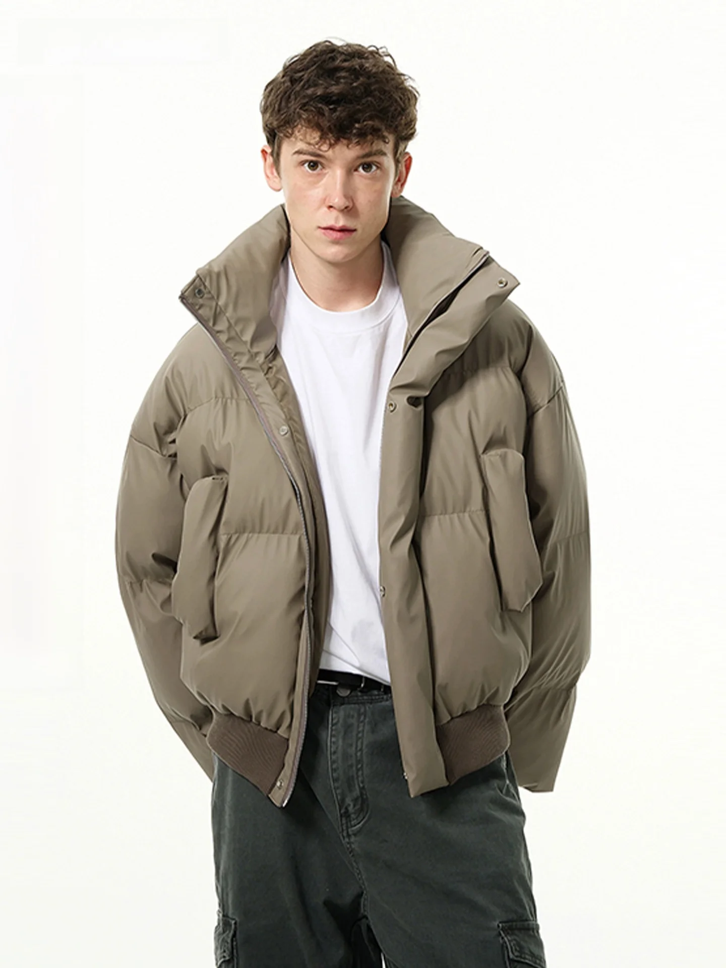 

VIIOW мужское ретро американское пальто из искусственной кожи с воротником-стойкой из хлопка, зимняя теплая верхняя одежда