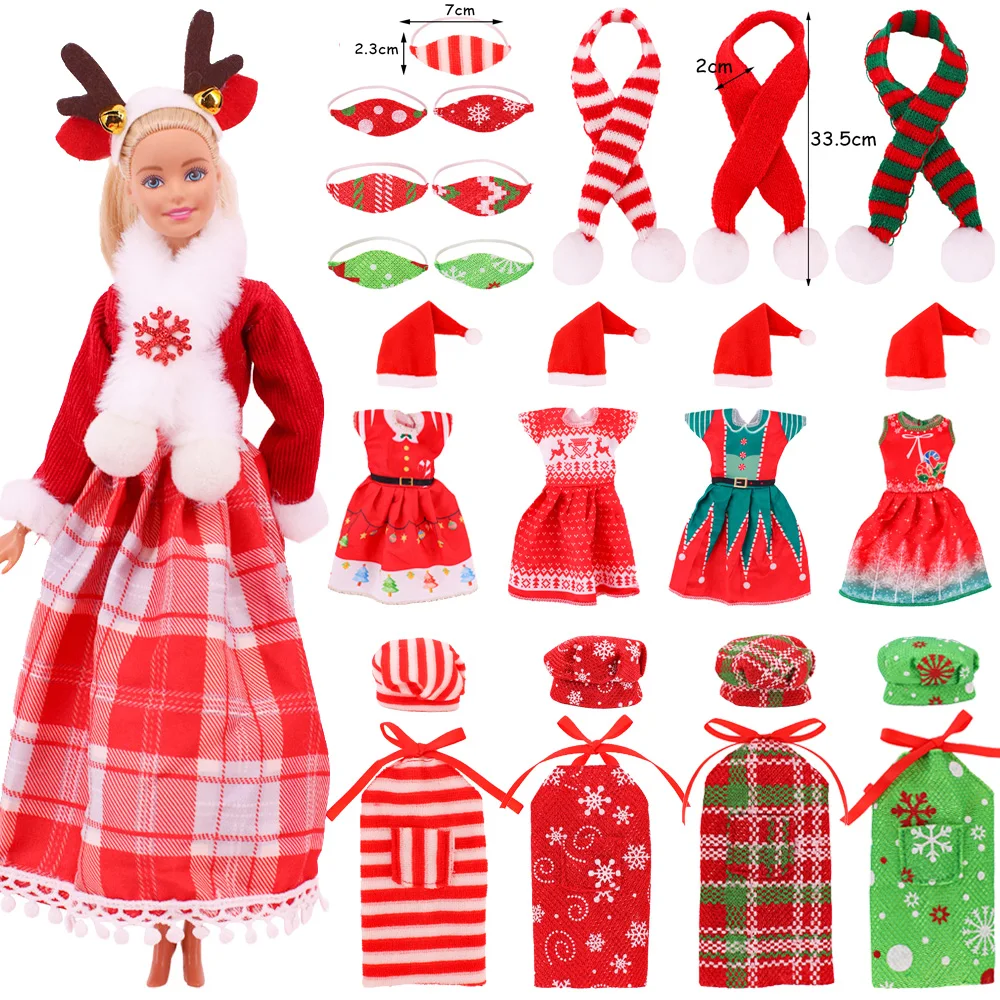 Barbies Doll Clothes Christmas Dress Doll Accessories Clothing For Barbie Doll Clothes 1/6 BJD Doll Accessories Girl`s Toy Gifts