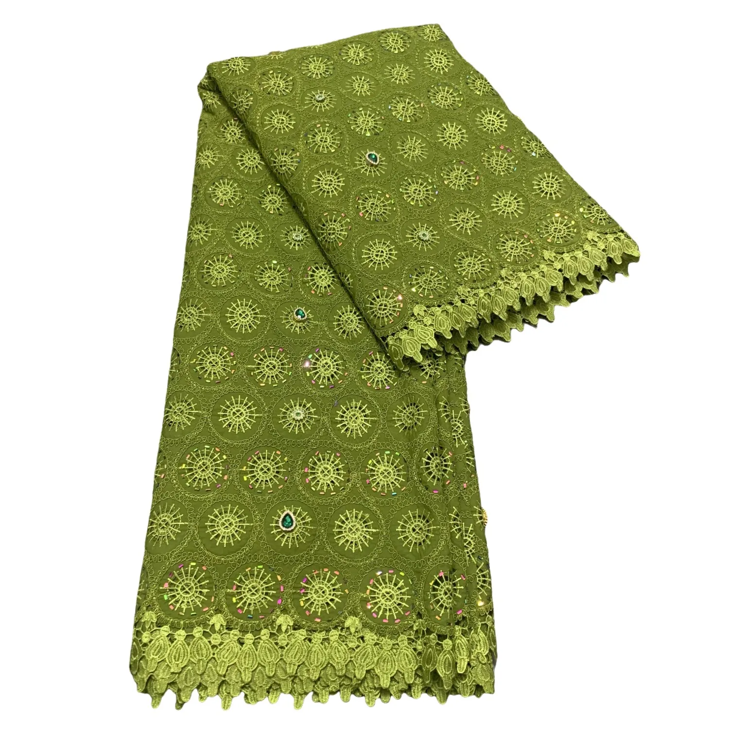 

High-Quality Shiny Stones Chiffon Lace Fabric Nigerian African Embroidery Mesh for Party Asoebi Dress Latest 2025 Style