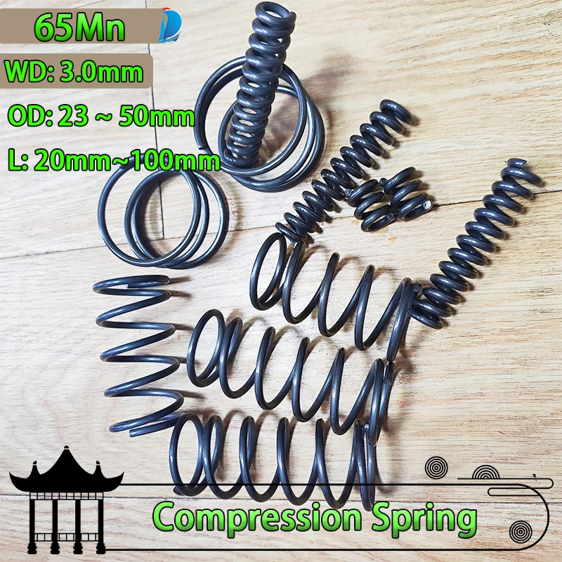 65MN Wire Diameter 3.0mm Compression Spring  Return Release Pressure Spring Steel Coils Cylidrical Coil Compressed Springs