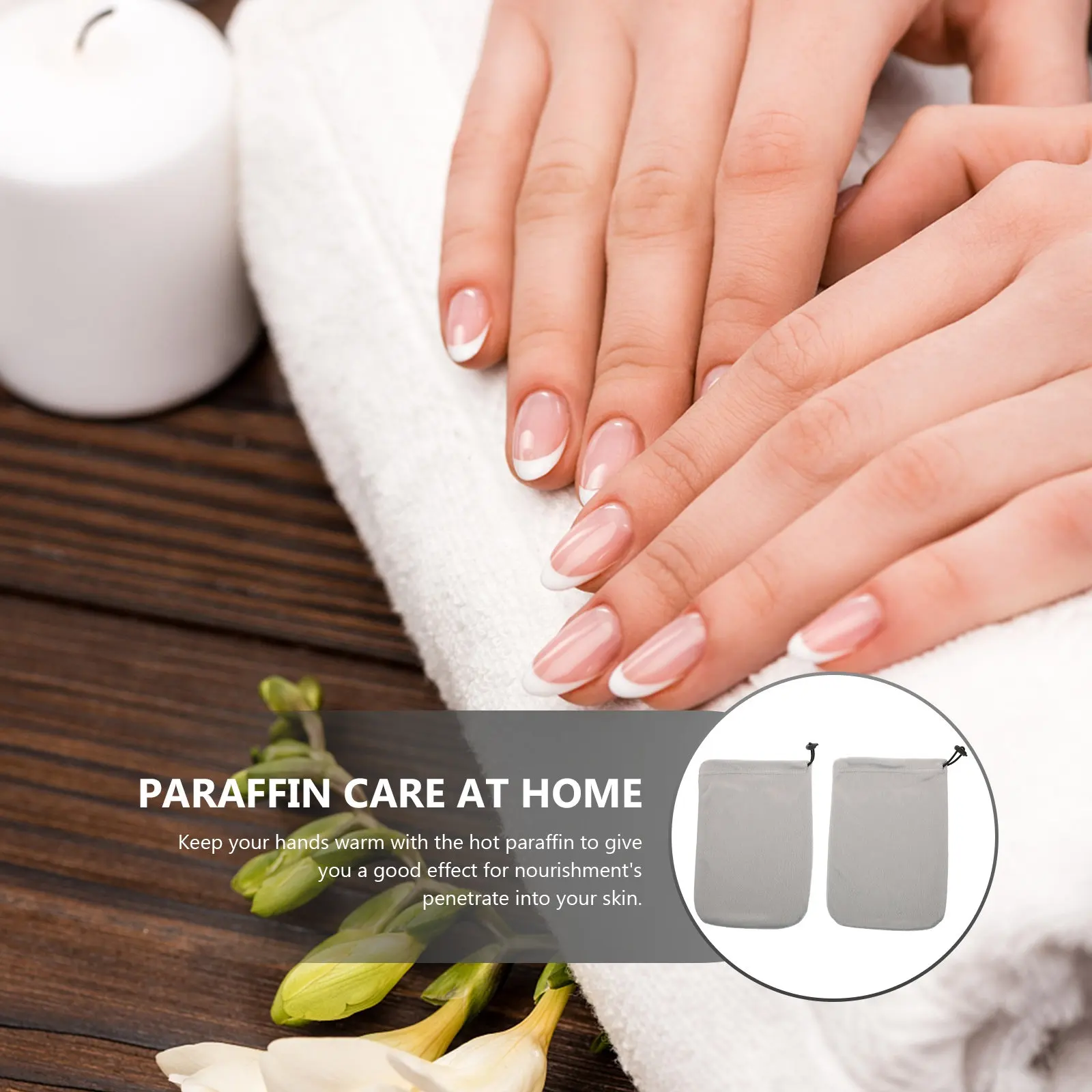 

Moisturizing Cotton Gloves 1 Pair Gray Elastic Wax Therapy Mitts Paraffin Hand Covers Beauty Care Gloves