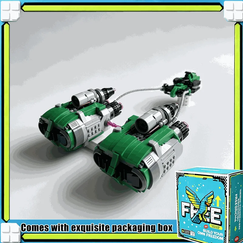 1080PCS Racing Pod Racer Vehicle Model MOC Building Blocks Custom Puzzle DIY Assembly Creative Display Toy Kit Birthday Gift Set