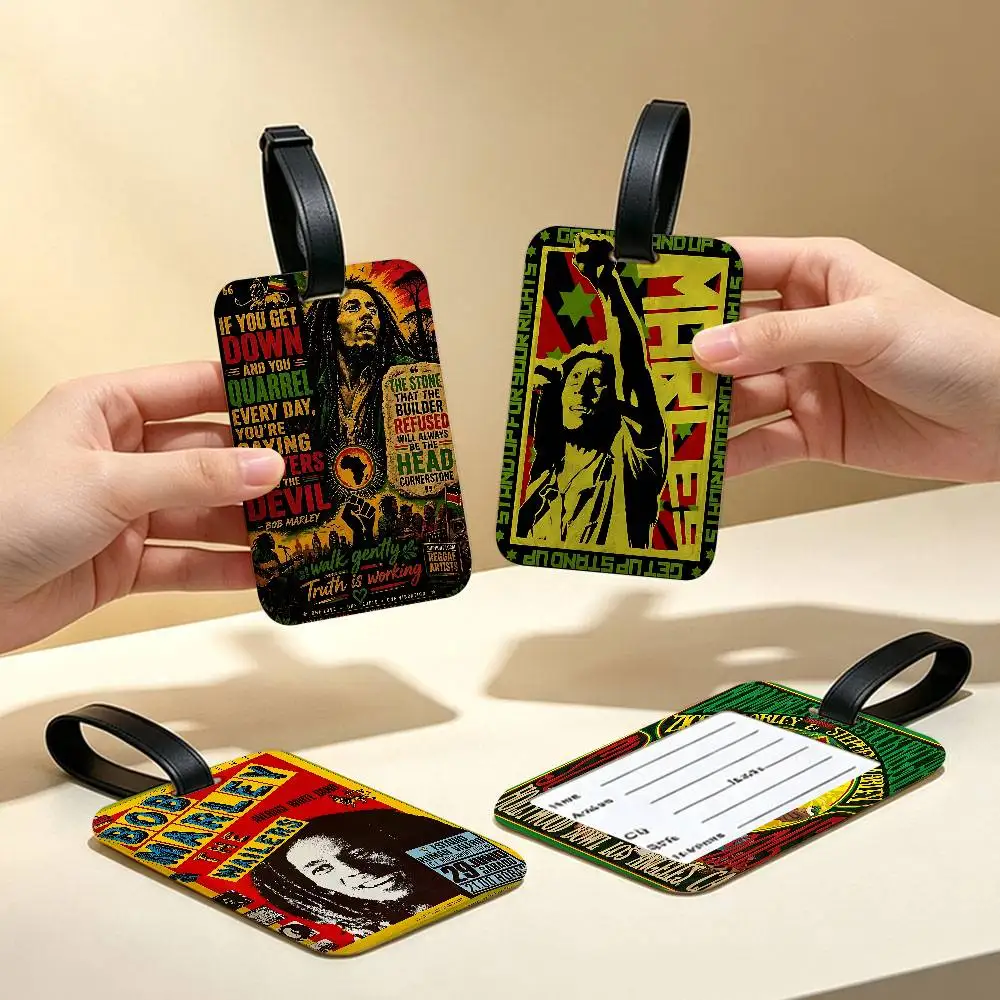Abstract Bob Marley Waterproof PVC Baggage Tag With Info Card Anti lost Identification Tag For Luggage School Backpack