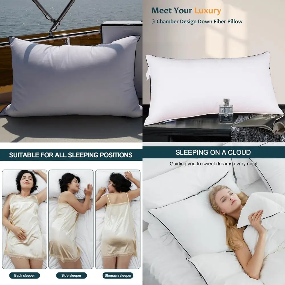 

Luxury Down Alternative Pillows - Set of 2 Standard Size, Ideal for Sleepers of All Positions, Plush Comfort