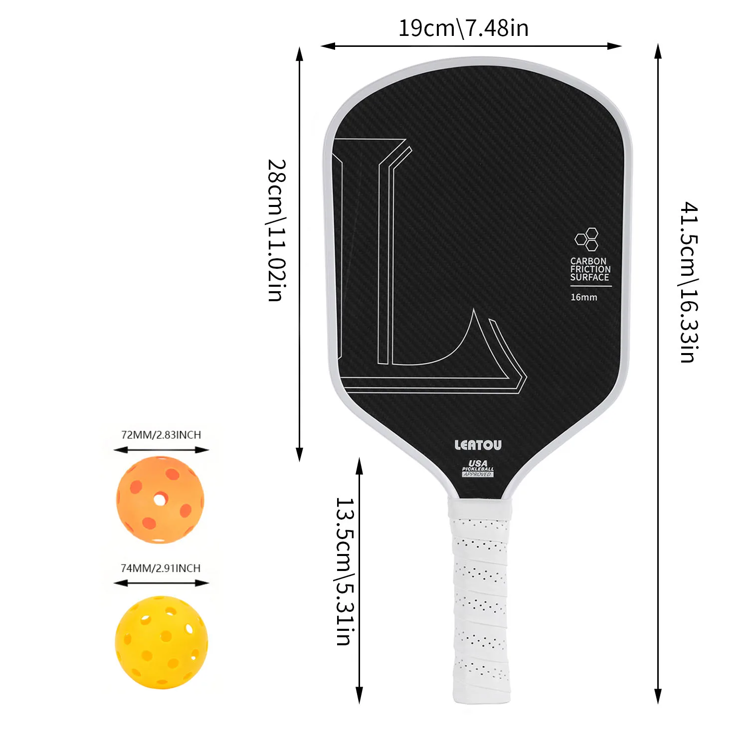 Paleta de Pickleball profesional aprobada por USAPA para Control de potencia giratoria, raquetas de bolas de pepinillos, Kevlar, fibra de carbono aramida de 16MM