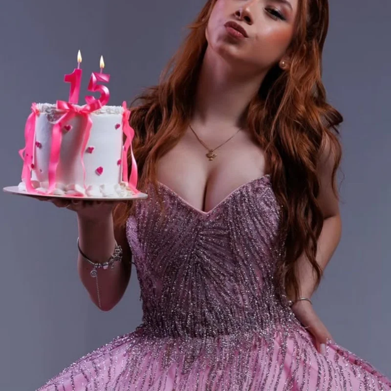 

Shiny Pink Quinceanera Dresses off-shoulder Sequins Decal Lace Long tail Vestido De 15 Quinceanera Customize