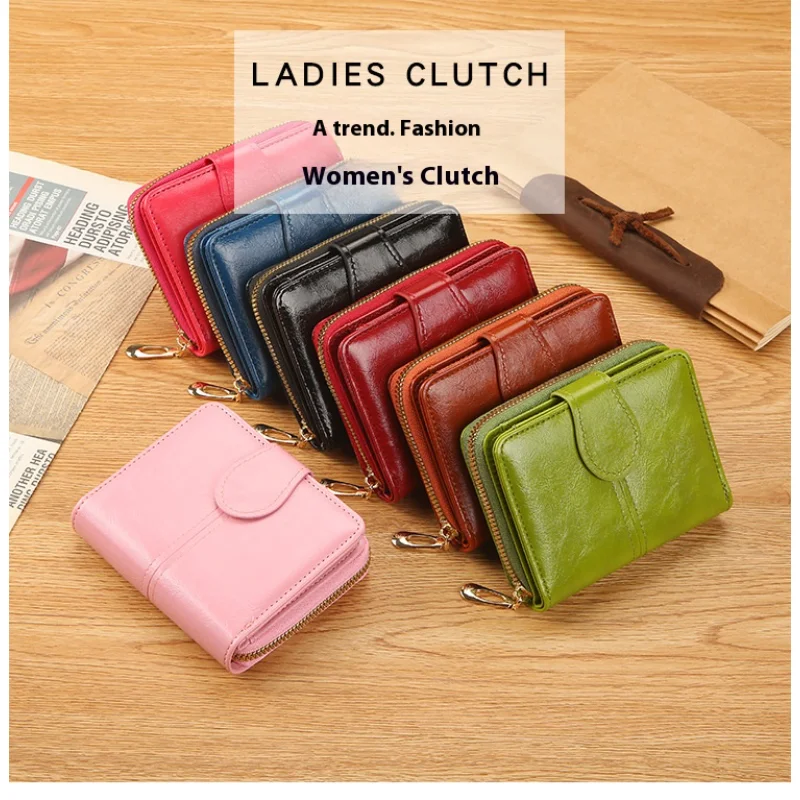 

Women's Soft Leather Card Holder - Cute Student Zipper Wallet