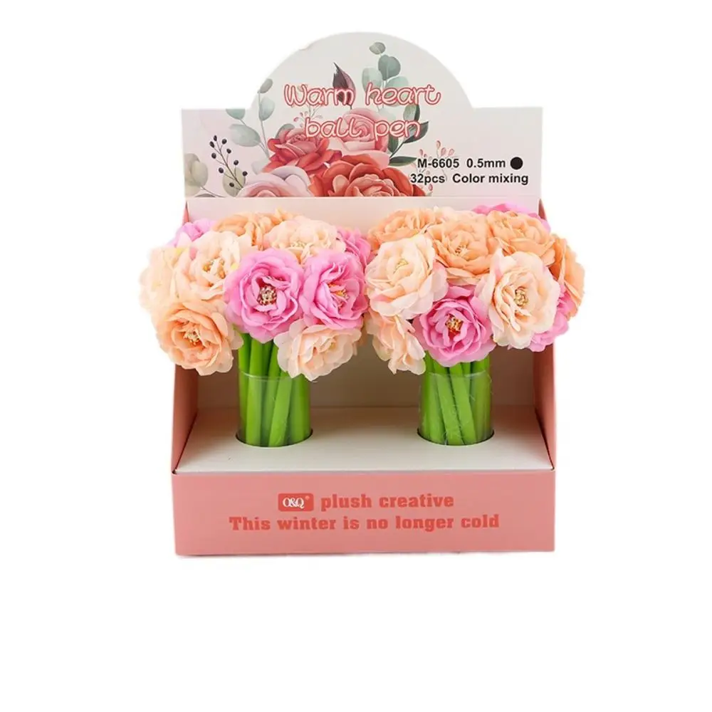Simulation Rose Flower Artificial Rose Pens Signing Writing Signature Pen Writing Smoothly 0.5mm Gel Ink Pens