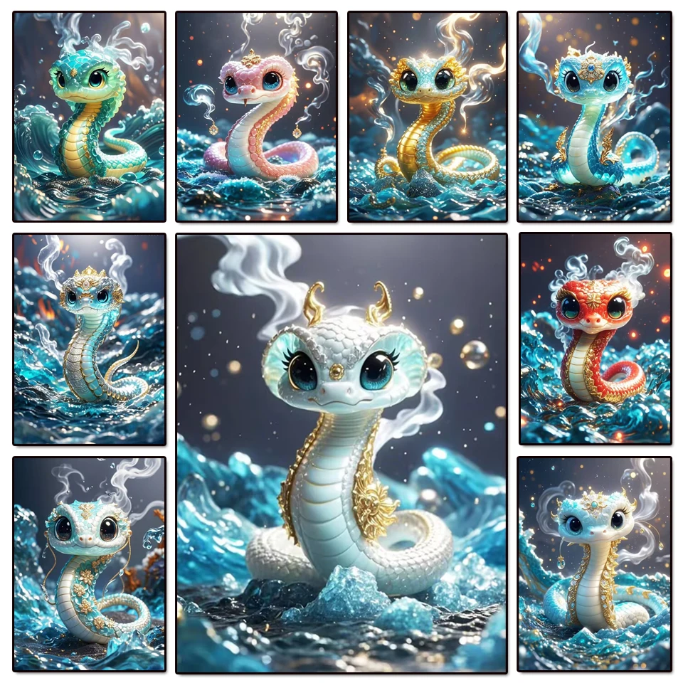 Diamond Mosaic Chinese Zodiac Snake Cute Animal Full Square Round Diamond Painting Cartoon New Collection 2025 Decor For Home