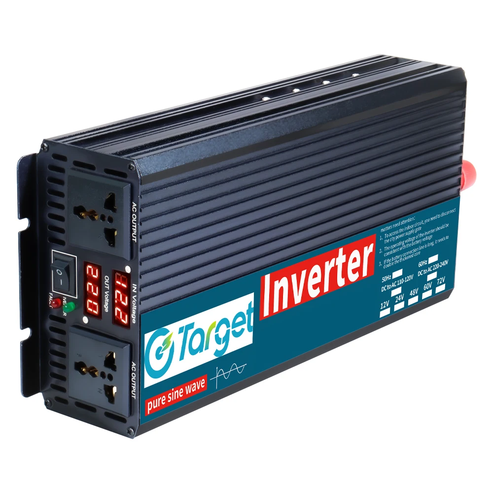 Inverter Pure Sine Wave 2500W/3500W/4500W/5000WDC 12V/24V to AC 220V 230V Voltage Transfer Converter Charging Adapter EU Socket