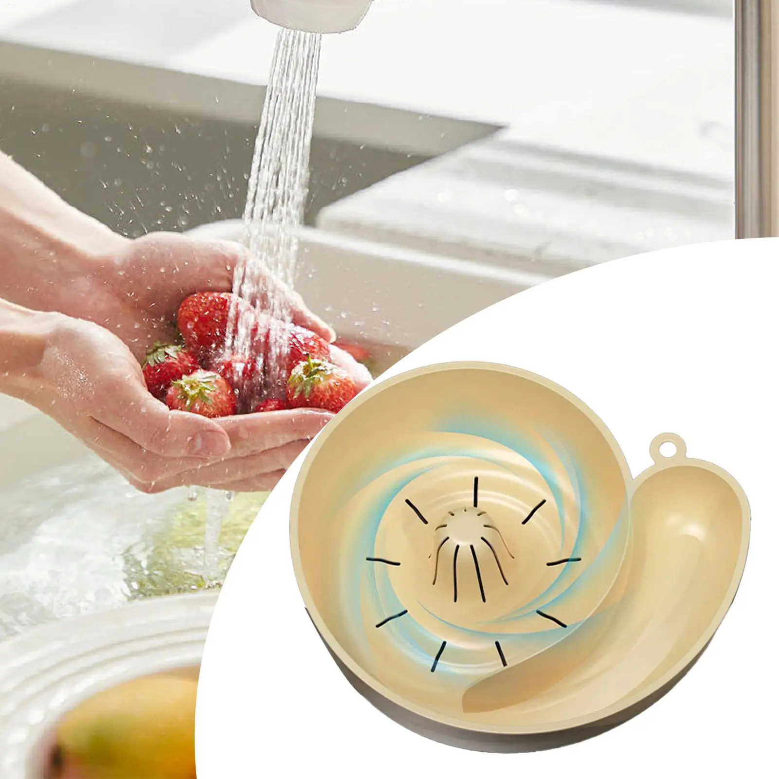 new Snail Shape Drain Automatic Cleaning Basket Fruit Plate Filter Household Food Grade Fruit Washing Kitchens Accessories
