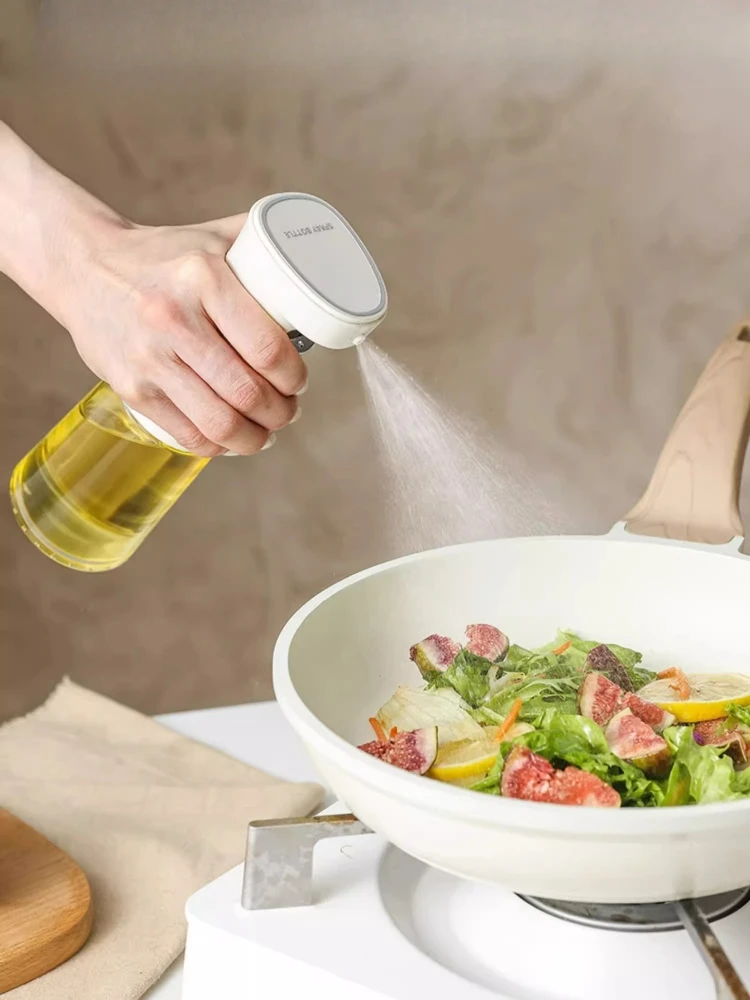 240ml Glass Oil Spray Bottle Atomized Air Fryer Oil Spray Bottle Kitchen Cooking Tool Press Type Air Fryer Spray Oil Bottles