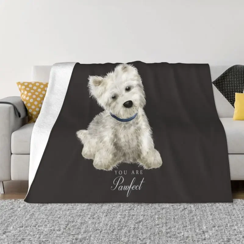 Highland White Terrier Dog Blanket Warm Flannel Animal Print Throw Blanket Bedding Living Room Sofa Throw King Travel Blankets