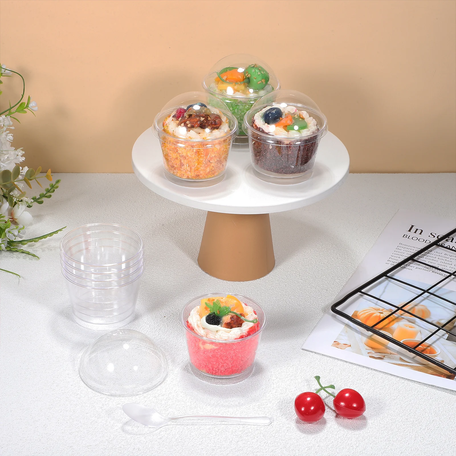 

50Pcs Dessert Cup Set Clear Plastic Mousse Pudding Containers Lids Spoons Mini Cups for Desserts Party Picnic Cups for Desserts