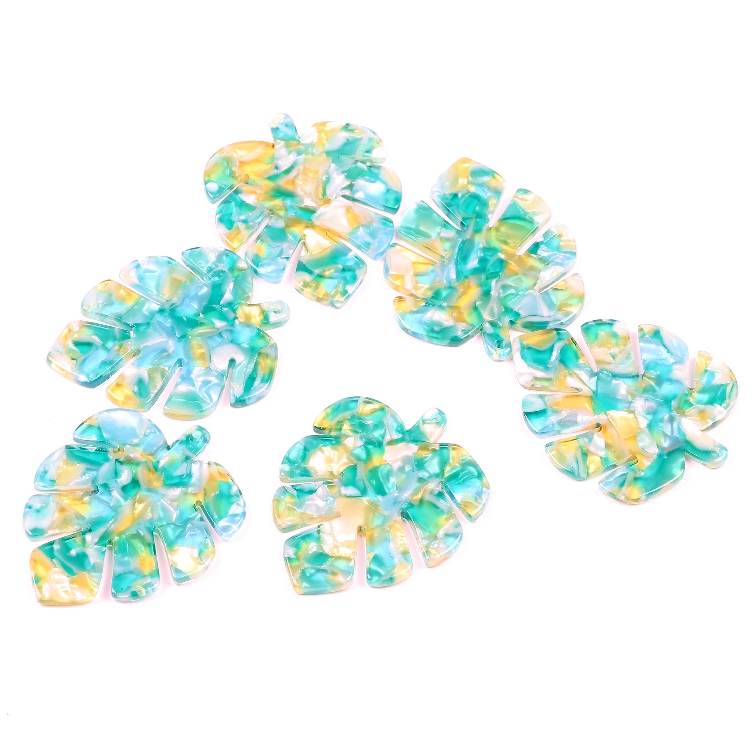 Acetat-Acryl-Anhänger, Schildpatt-Charms, große Monstera-Blatt-Form, Boho-Schmuck, Ohrringteile, Ohrring-Zubehör – Detail 11