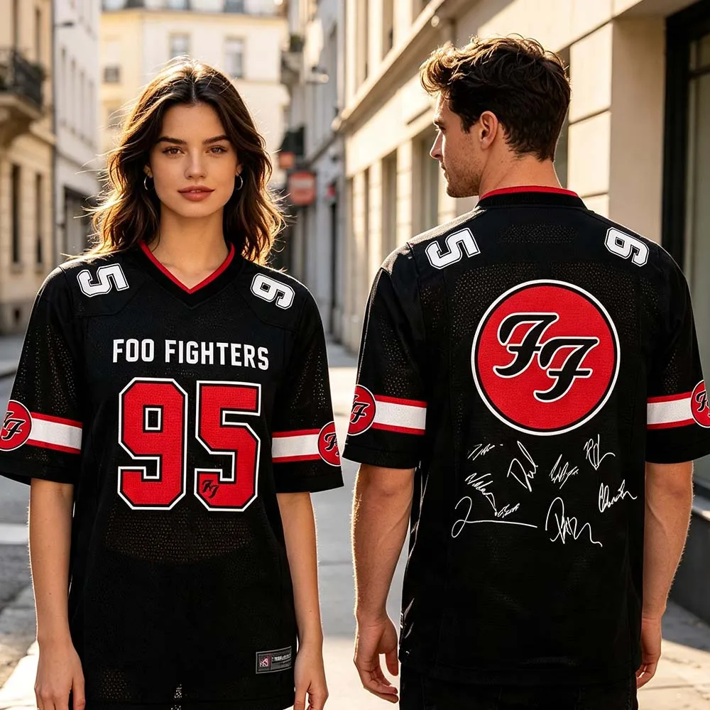 Foooo Fighters Take Cover Tour Football Tees Men Women Soccer Jersey V-neck Short Sleeve Loose Summer Tshirts Casual Unisex Tops