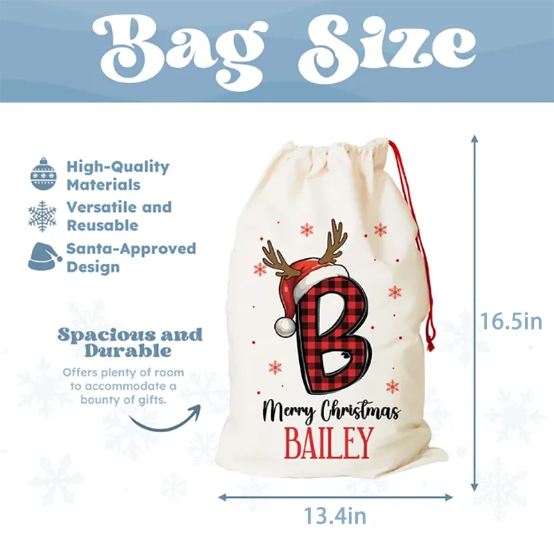 Personalisierte Geschenktüte Frohe Weihnachten Weihnachtsmann-Sack Kinder-Geschenktüte Weihnachtsstrumpf Kordelzugbeutel Weihnachtsdekoration – Detail 3