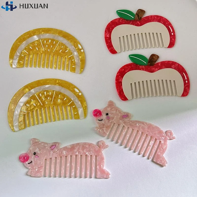 1Pcs Cute Cartoon Hair Combs Fun Fruit Food Shapes Smooth Edges Perfect For Girls Daily Hair Styling Travel Use