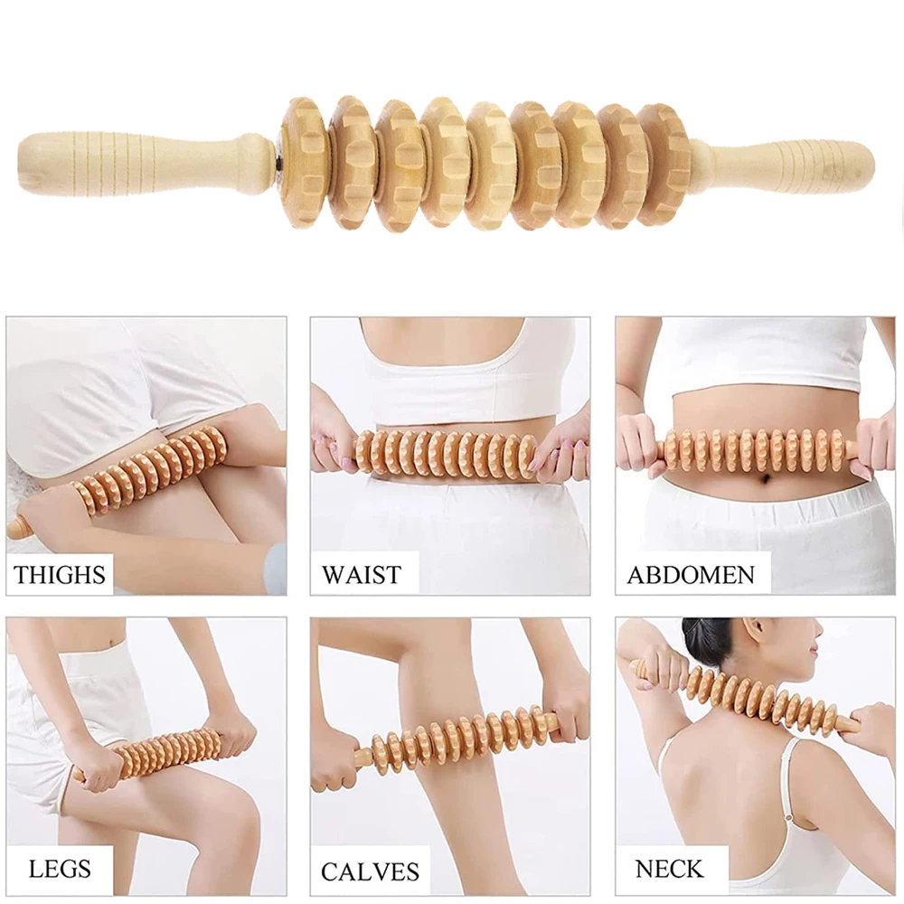 Wood Massage Tools,Wooden Maderoterapia Cellulite Massage Roller Lymphatic Drainage Health Care for Neck Leg Back Arm