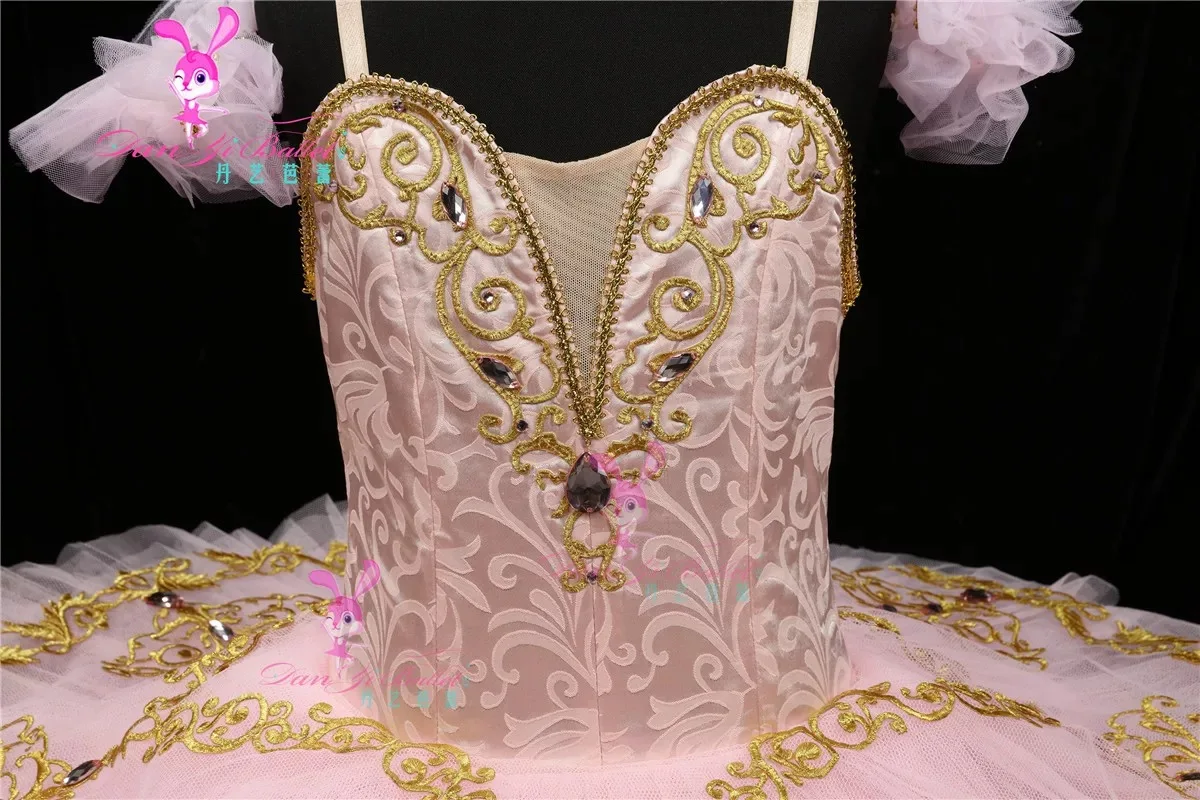 Danyiballet ชุดบัลเล่ต์เด็กเรียบง่ายสีชมพูเงินนางฟ้าเจ้าหญิงนิทราดิสก์กระโปรงประสิทธิภาพการแข่งขัน