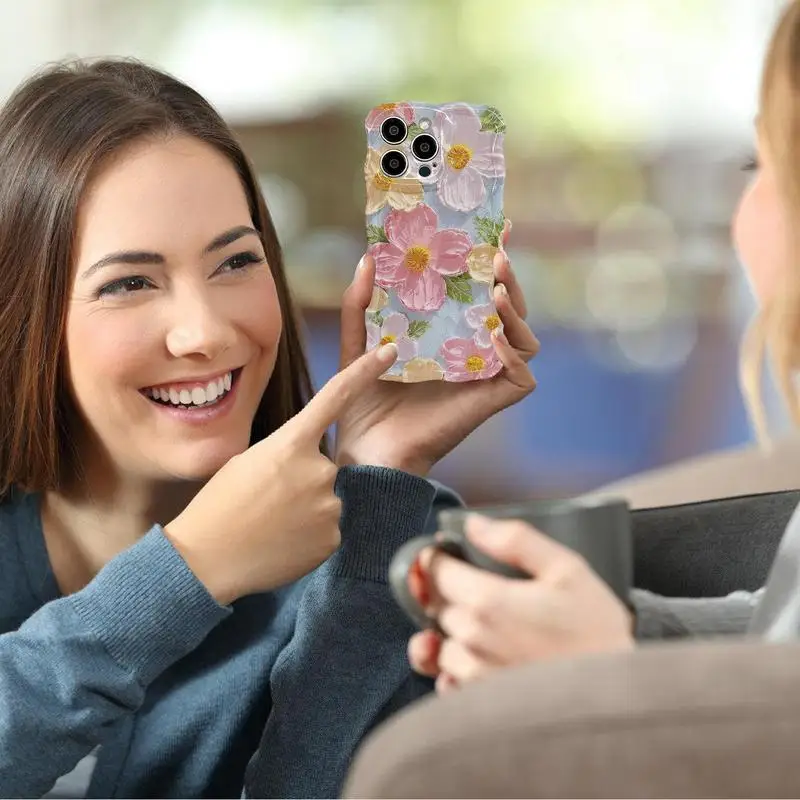 Etui na telefon Kolorowe Retro Malarstwo olejne Kwiat Ochronne etui na telefon Urocza kręcona ramka TPU Etui ochronne na telefony komórkowe