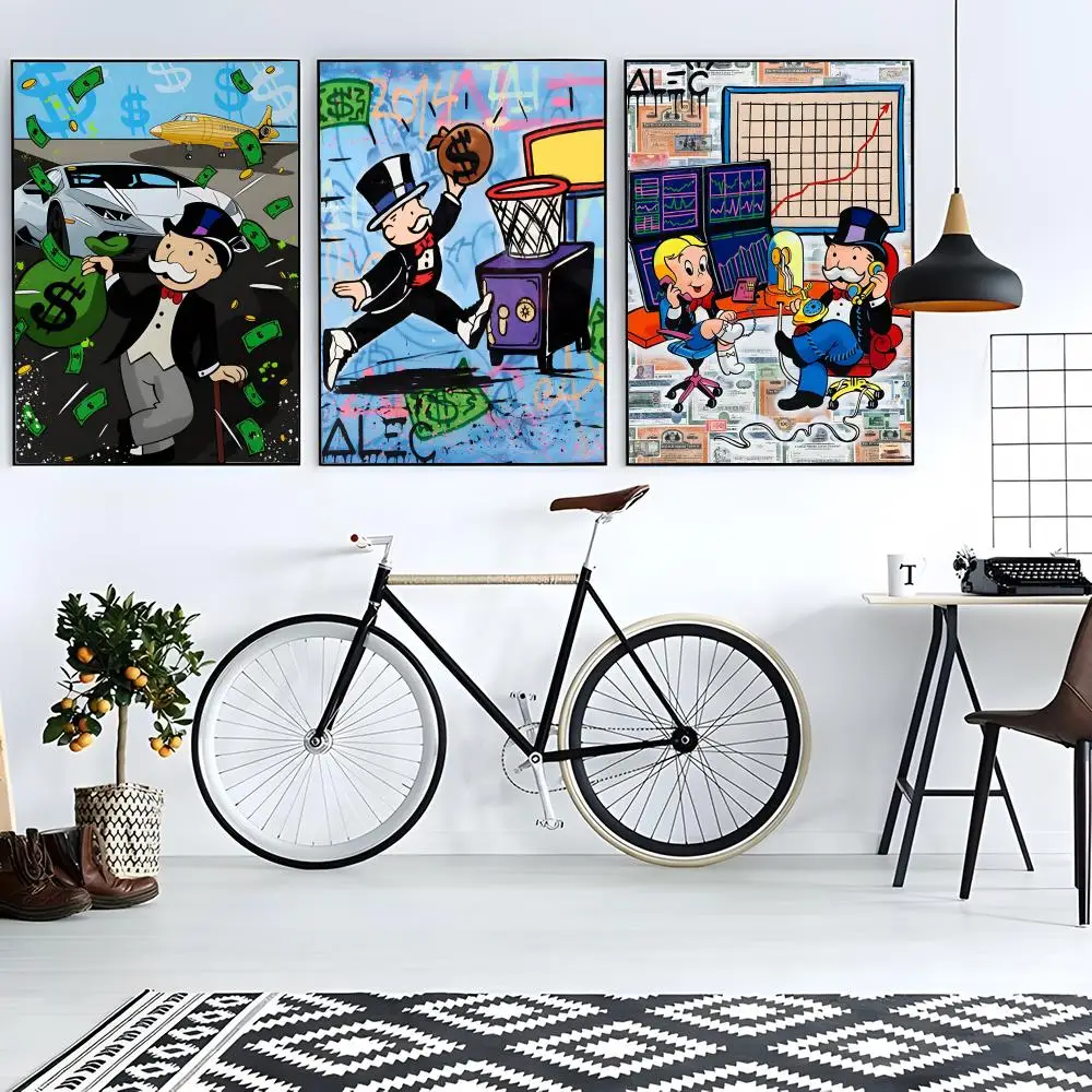 Cartoon Dollar A-Aalec MonopolyS Poster Sticky Poster Paper Sticker DIY Room Bar Cafe Wall Decor Gift