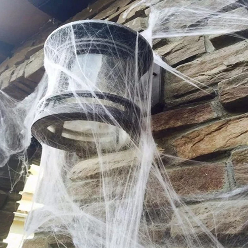Halloween Decorations Artificial Spider Web Super Stretch Cobwebs with Fake Spiders Scary Party Scene Decor Horror House Props