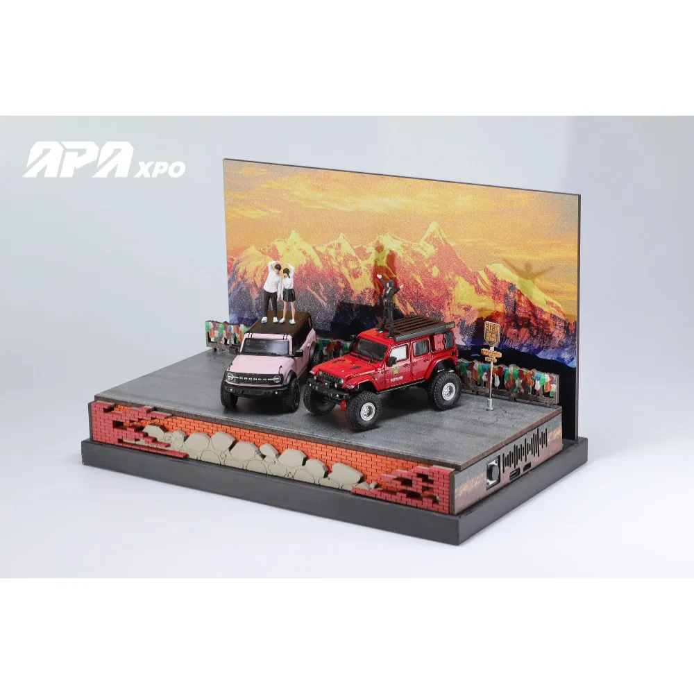 Gcd 1/64 escala liga carro 318 viagem de estrada comboio off-road e figura de ação drive off-road wagon premium diecast modelo carro