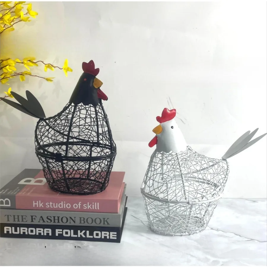 

New Home Kitchen Egg Storage Basket Iron Wire Chicken Shaped Egg Holder Eggs Storage Basket Kitchen Home Decorations Accessories