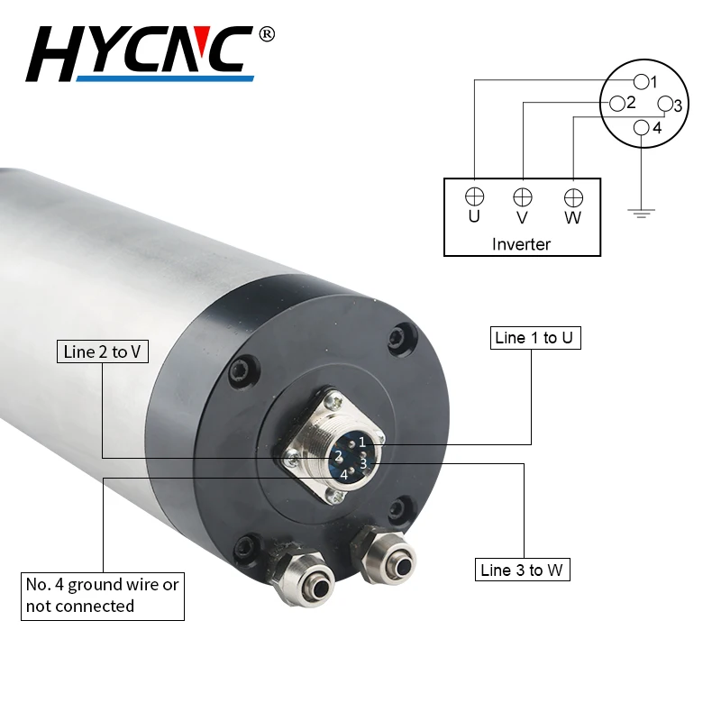 2.2kw CNC แกนมอเตอร์ 220V 380V ระบายความร้อนด้วยน้ํา ER20 Chuck เส้นผ่านศูนย์กลาง D = 80 มม.4 แบริ่ง CNC แกะสลักเจาะ